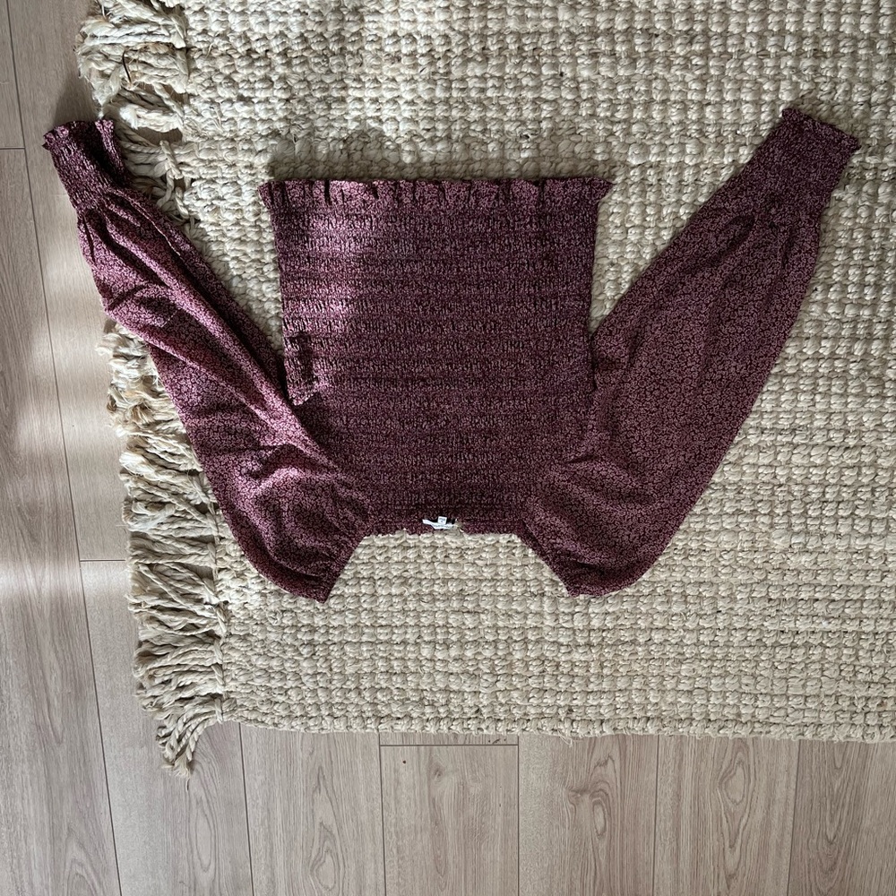 Madewell Burgundy Blouse Soft Fabric Design